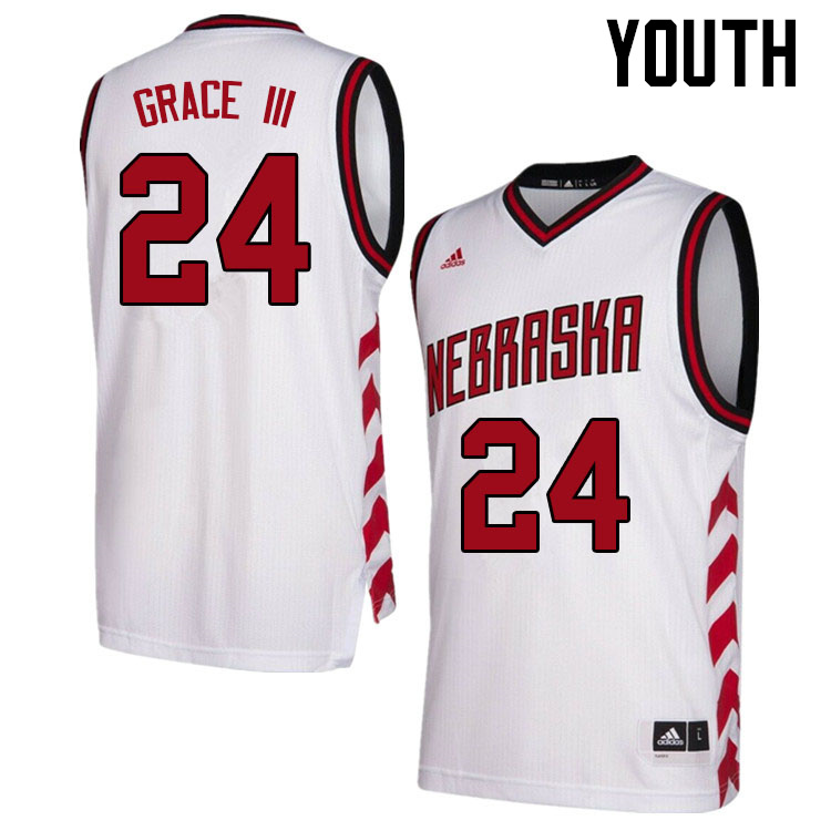 Youth #24 Jeffrey Grace III Nebraska Cornhuskers College Basketball Jerseys Sale-Hardwood - Click Image to Close
